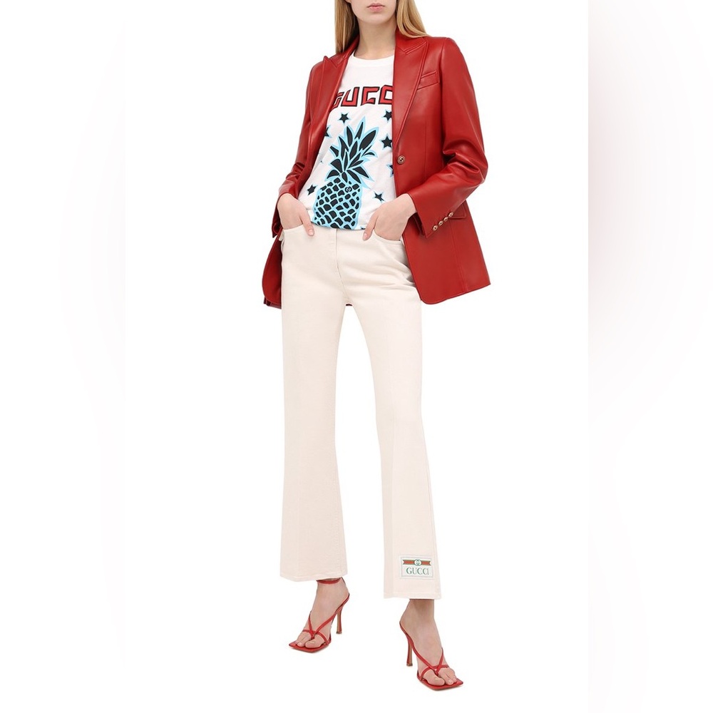 Gucci Cream Pants with Logo Detail, size 25